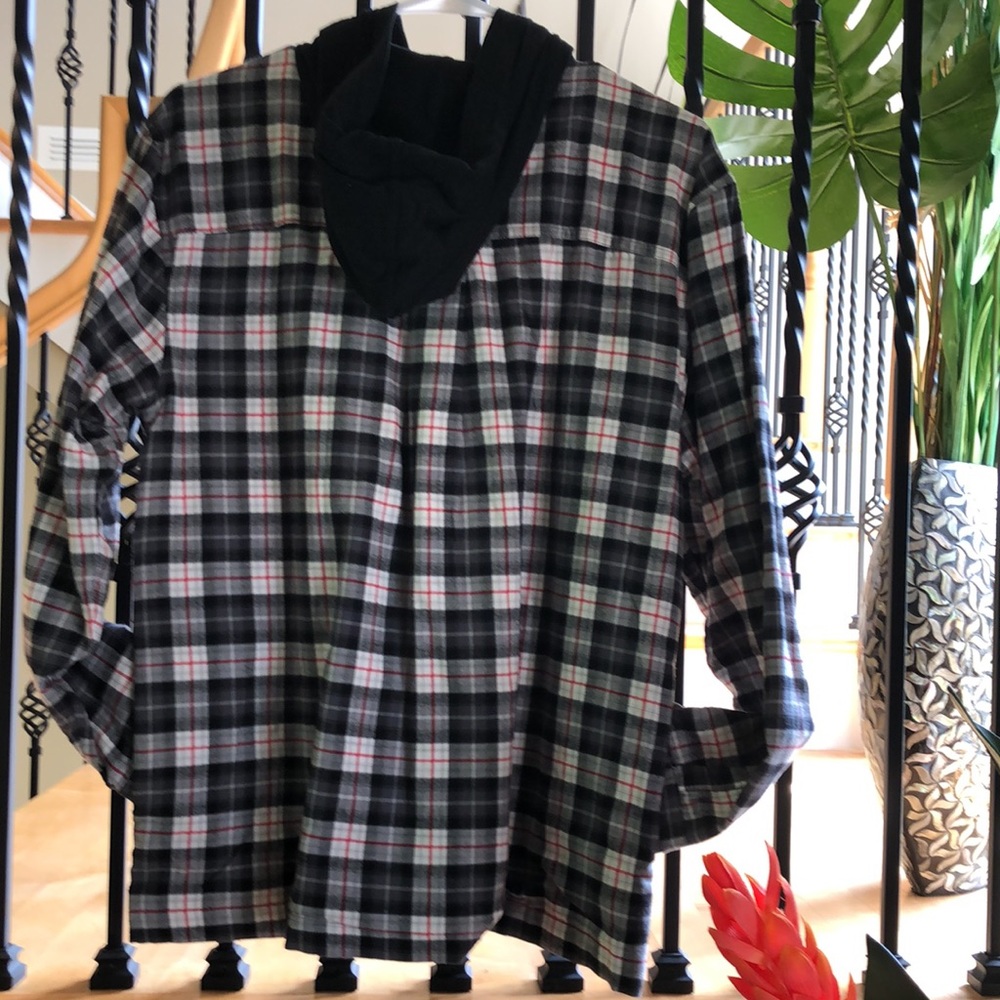 Eddie Bauer Stine's Favorite Flannel Cotton Hoodie Shirt Jacket with 3 Pockets M - Picture 3 of 12